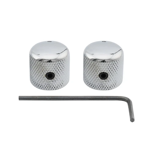 Musiclily Pro 2Pcs Chrome 1/4" Steel Knurled Dome Universal Guitar Control Knobs