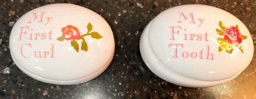 Baby Keepsake First Tooth Curl Pink trinket shower gift porcelain