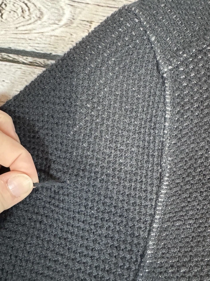 Carbon 2 钴毛衣 XL 华夫格针织棉黑色全拉链夹克男式 — 第 2/4 张图片