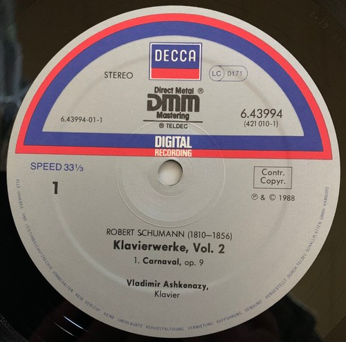 SCHUMANN-Piano Works Vol.2 Vladimir Ashkenazy German LP - Imagen 3 de 4