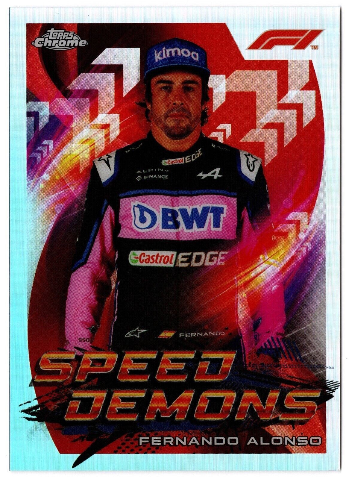 2022 Topps Chrome Formula 1 F1 Speed Demons FERNANDO ALONSO #SD-FA BWT Alpine