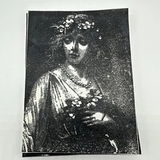 Aphrodite Garden Woman Long Hair Floral Custom Made Rubber Stamp Pearls Girl