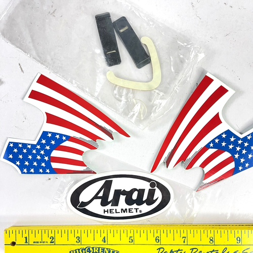 Arai Helmet Logo American Flag Stickers w/Facts Instructions Booklet Hardware - Picture 2 of 2