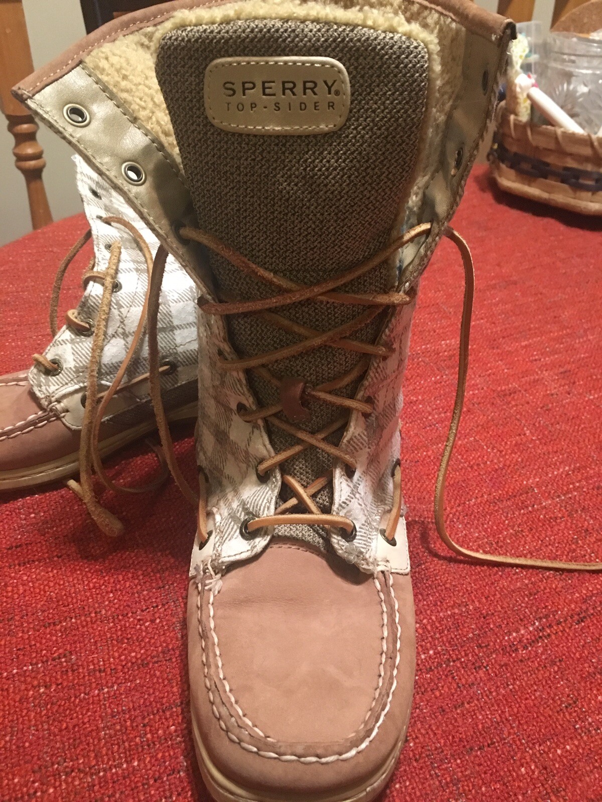 Woman’s Woman’s Woman’s Tan Plaid Calf High Size 9.5 Sperry Top Sider Lace Up Boots 1b09eb Woman’s Woman’s Woman’s Tan Plaid Calf High Size 9.5 Sperry Top Sider Lace Up Boots 1b09eb