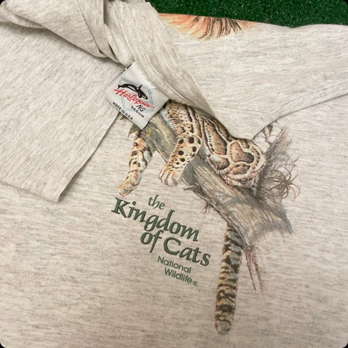 Tシャツ・カットソー 1993studio Big Cat Drawing T-Shirt_Cream Vintage 90s Nature Big Cats Kingdom Of Cats Lions Tiger