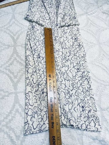 Vtg 90s Newport News Jumpsuit/Romper One Piece Sz 18 Ivory/Purple Floral Crinkle - Picture 14 of 17