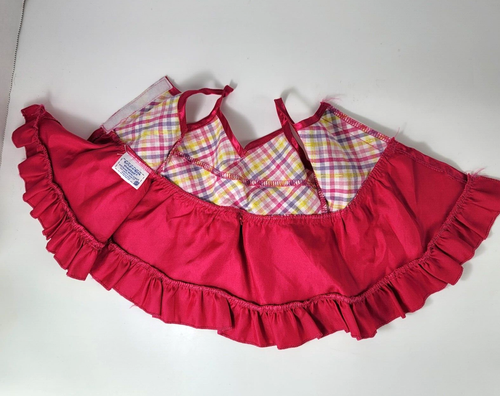 Build A Bear Pink Plaid Ruffled Sun Dress Satin Bow Daisy Accent Silver Thread - Imagen 4 de 8