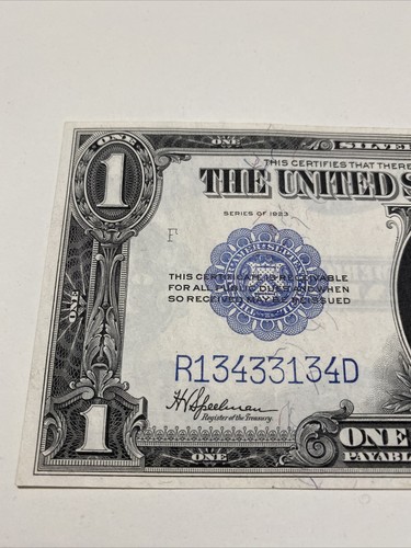 1923 $1 Silver Certificate Dollar 《爱你一生一世》Trinary Number 13433134,Super Rare! - Picture 2 of 4