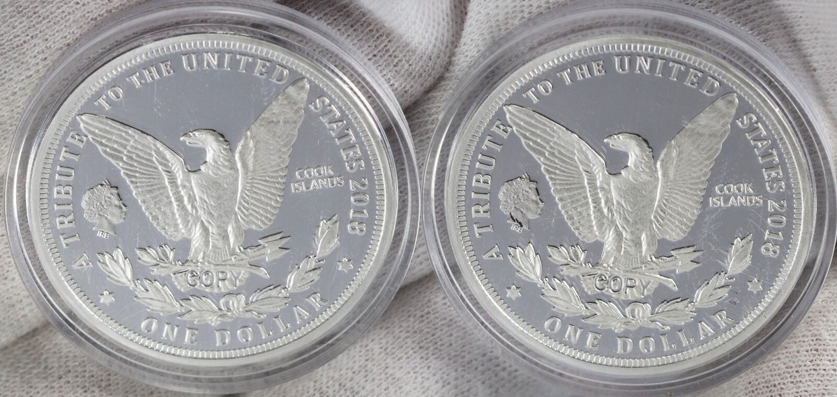2 Cook Islands 1964 Morgan Tribute 2018 One Dollar Queen Elizabeth