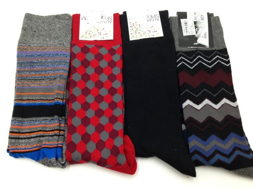 $50 Alfani Mens 4 Pair Pack Casual Dress Crew Sock Red Gray Black Shoe 7-12 - Picture 2 of 2