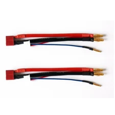 2pc Battery Harness 4mm Bullet Connector+Deans/T Discharge Wire 2S Hardcase LiPO