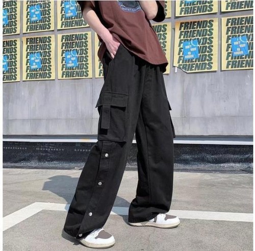 Herren Baumwolle Cargohose Gerade Hose Männer Große Taschen Locker Weites Bein Hose - Bild 22 von 24