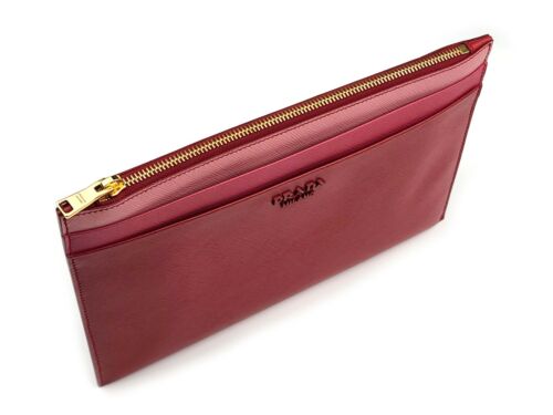 PRADA Portadocumenti Portadocumenti Portafoglio Tri-Color Saffiano in pelle con cerniera - Foto 7 di 8