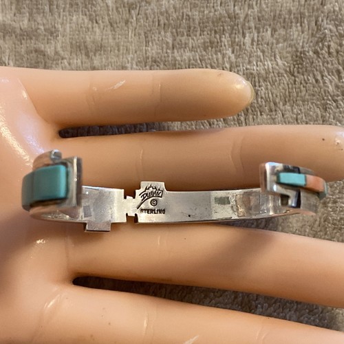 ZUNI DURAN GASPER STERLING SILVER CUFF BRACELET W/LAPIS, CORAL & TURQUOISE INLAY - Picture 24 of 24