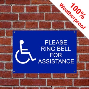 Disabled ring bell for assistance sign 5571WDKBL Disability awareness notices