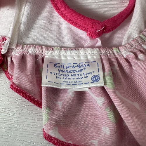 Build-A-Bear BAB Outfit rosa Hundedruck Knochen Sommerkleid Satin Höschen Unterhose - Bild 7 von 7