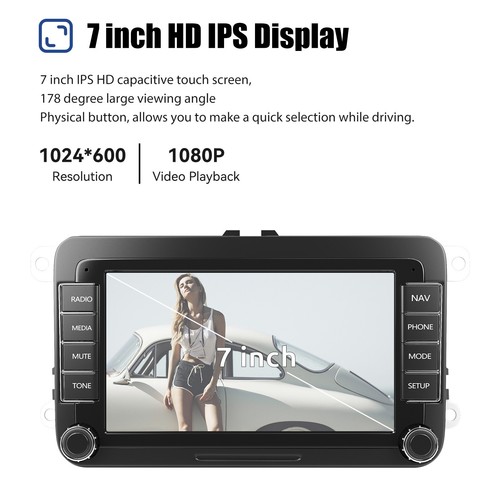 For VW GOLF MK5 MK6 7" Apple Carplay Car Stereo Radio Android13 Player 4+64G+AHD - Picture 7 of 15