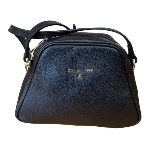 PATRIZIA PEPE Damen Tasche Umhängetasche Schultergurt Leder SCHWARZ 2B0083