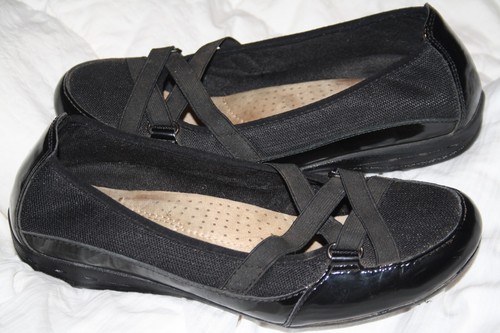 PLANET SHOES LADIES BLACK LEATHER & TEXTILE * BELLA * SHOES. SZ : 9. FREE POST - Picture 2 of 9
