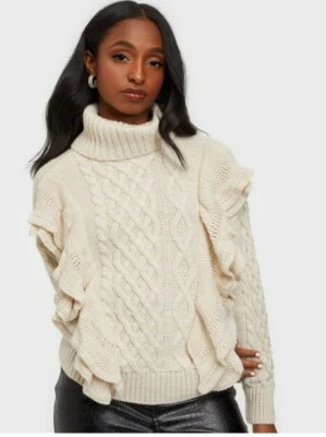 Pullover Rüschen Volants Only Teresa Beige Gr. L - Bild 1 von 4