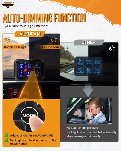 AUXBEAM 6Gang Switch Panel RGB RA60 Toggle Momentary Pulsed Car Light Controller - Bild 9 von 12