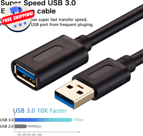 USB 3.0 Verlängerungskabel High Speed Verlängerungskabel Typ A Stecker auf Buchse für Pla - Bild 3 von 18