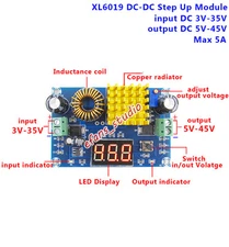 DC-DC Step Up Voltage Converter 3-35V to 5-45V 6V 9V 12V 24V 36V  5A LED Display