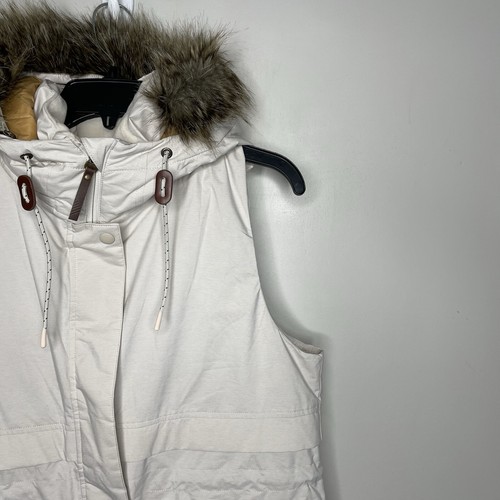 PRANA Puffer Vest Women Medium Banajaara NEW Down Filled Hooded Full Zip Ivory - Picture 3 of 20