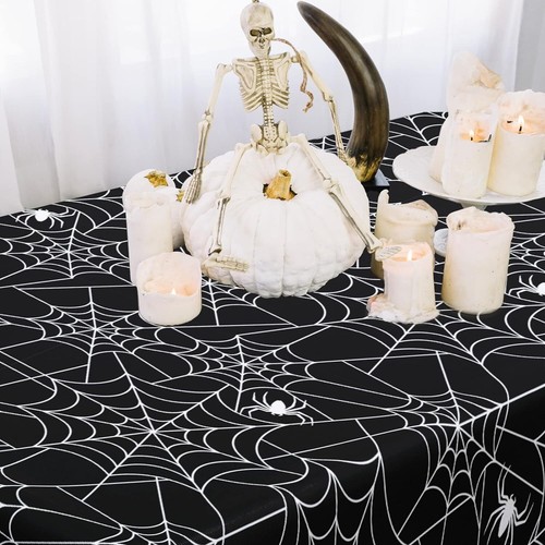 Spider Web Tablecloth for Halloween Party Decorations, 2 Pack Plastic Halloween - Picture 7 of 7