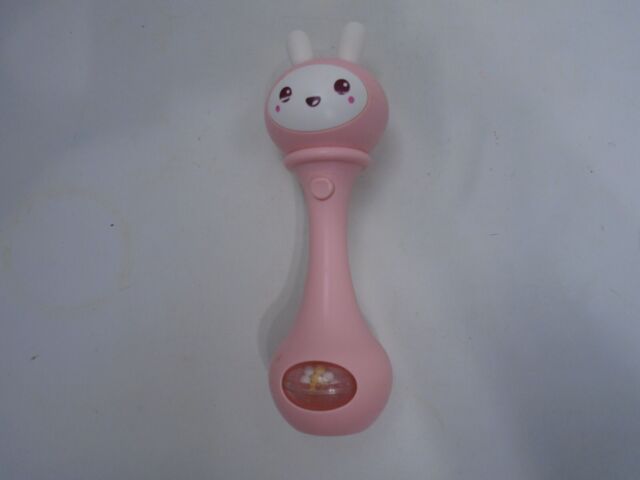 Pink Bunny Rabbit Japanese Antimated Baby Rattle Lights Up And Talks