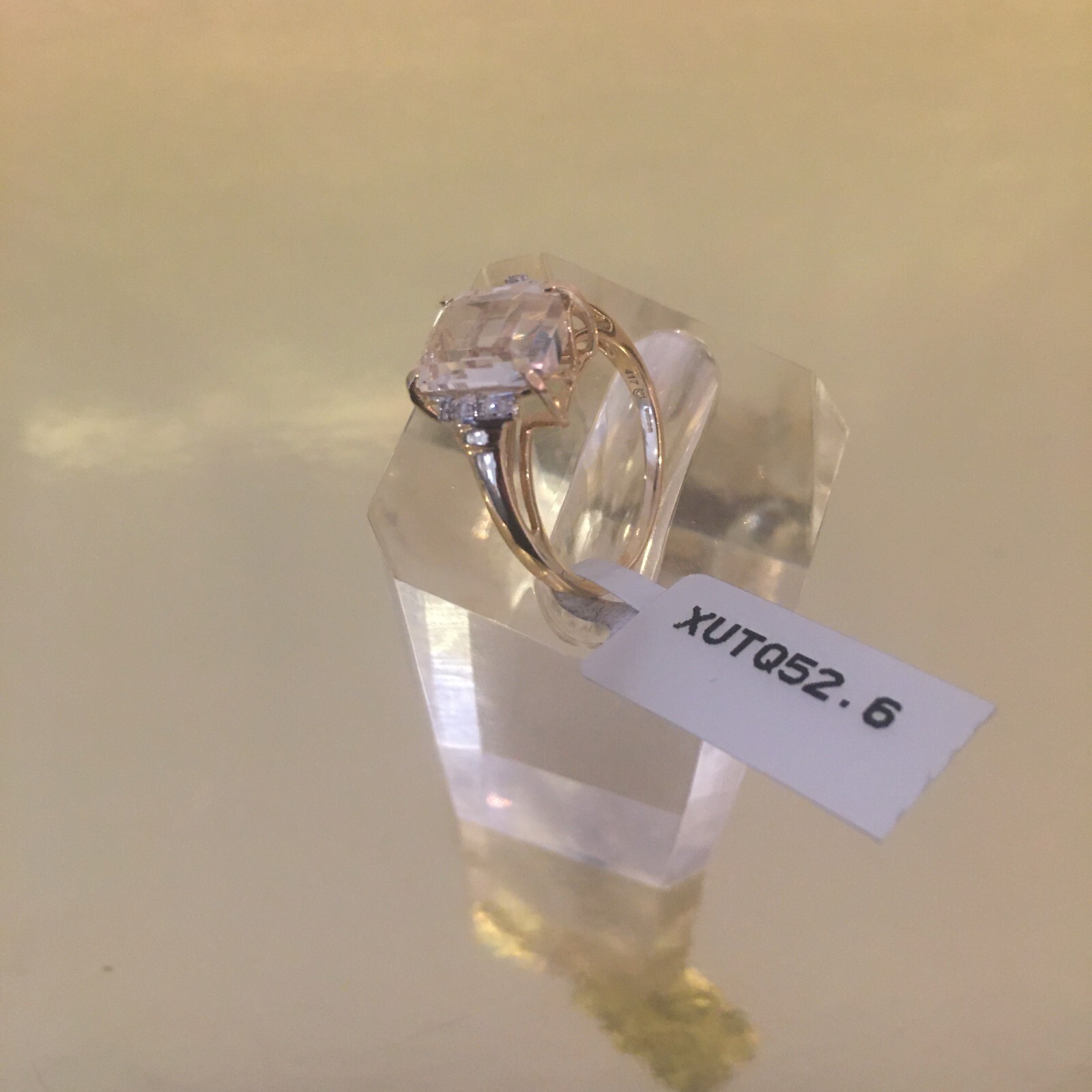 9ct Yellow Gold Hiddenite (aka Green Kunzite) and Diamond Ring, Size L-M + Cert - Picture 5 of 6