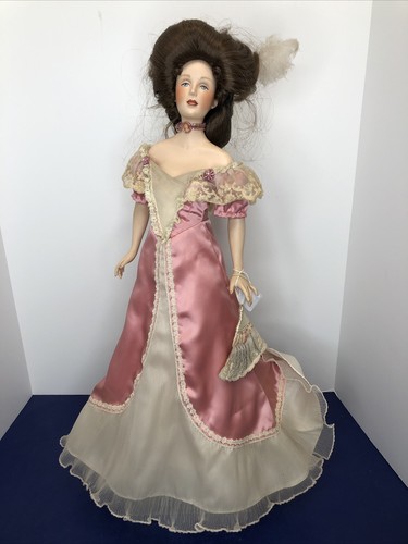 21” Franklin Mint Porcelain Doll Victorian Gibson Girl Pink Gown No Box B8 - Picture 2 of 12