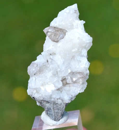Smoky Quartz On Calcite 33 Grams - Lompret Quarry, Chimay, Hainaut, Belgium