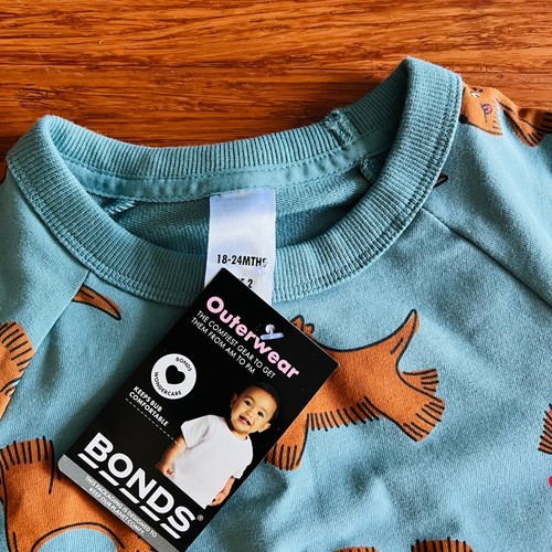 Bonds Outerwear Pullover Jumper & Pantd Blue Brown Bob the Dog Size 2 BNWT - Picture 2 of 5