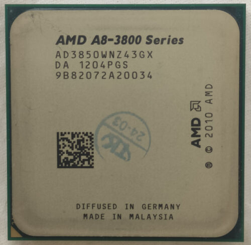 Procesador AMD A8-3850 cuatro núcleos 2,9 GHz, caché de 4 MB, socket FM1, CPU de 100 vatios - Imagen 1 de 3