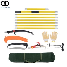 Manual Pole Saw 27 ft Extendable Tree Pruner, Sharp Steel Blade and Scissors