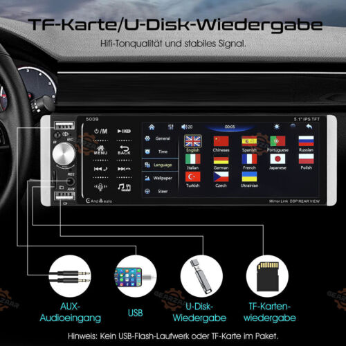 1 DIN Autoradio Carplay Android Auto Mit 5 Zoll IPS Bldschirm FM Bluetooth Neu - Bild 8 von 19