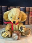 9” Vintage Merrythought Plush Cheeky Teddy Bear With Foot Label