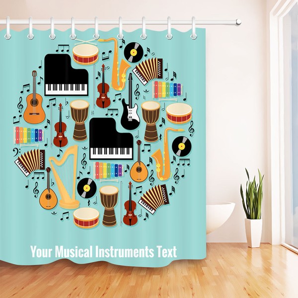 musical instruments pattern shower curtain set bathroom mat waterproof fabric hover to zoom - Musical Shower Curtains musical instruments pattern shower curtain set bathroom mat waterproof fabric hover to zoom - Musical Shower Curtains