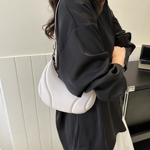 Solid Color Handbags Maillard-Style Shoulder Bag Elegant Women Bag for Girls - Picture 5 of 18