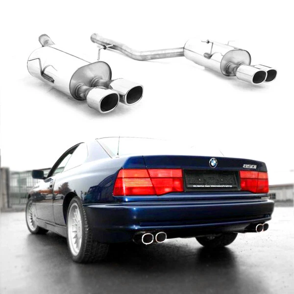 FOX Edelstahl Sportauspuff Endschalldämpfer re li je 2x93x79mm für BMW E31 850i