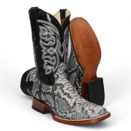 MEN'S PYTHON NATURAL COLOR ANIMAL PRINT COWBOY WESTERN BOOTS ARTESANAL - Picture 2 of 5