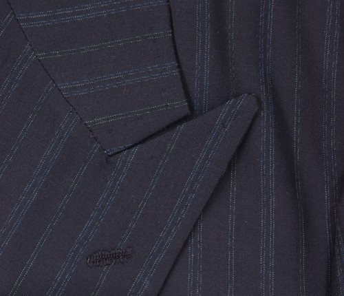 Men's 40 R Bespoke Blue Multi Stripes 100% English Summer Wool Pleated Suit - Picture 4 of 24