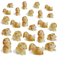 DR.DUDU 24 PCS Mini Bunnies Easter Decor - Mini Resin Animals Rabbits, Miniat...