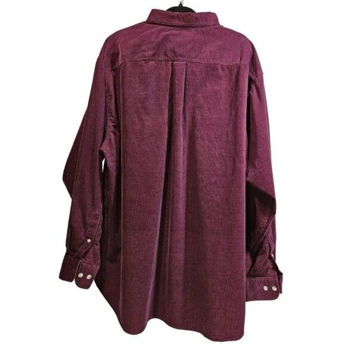 Trader Bay Men's SIZE 2XL Long Sleeve Button-Down Corduroy Shirt in Burgundy - Picture 2 of 7