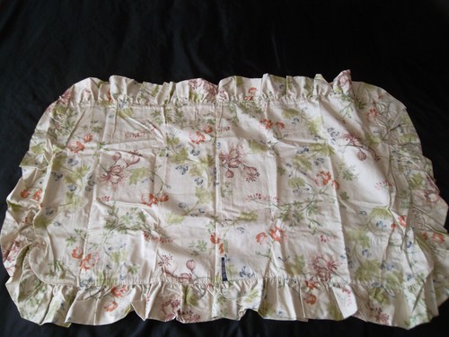 Ralph Lauren Delilah King Sham Pair Ruffled Floral Beige Green Blue Red Cottage - Picture 9 of 12