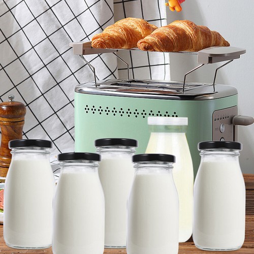 4 Pcs Milk Bottle Glass Water officiel Bottles Jugs with Lids Baby Travel