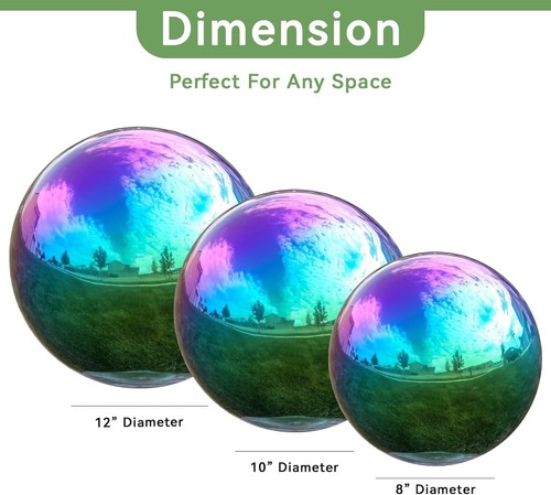 Polished Rainbow Stainless Steel Gazing Ball - Perfect for Indoor & Outdoor Use - Picture 5 of 8