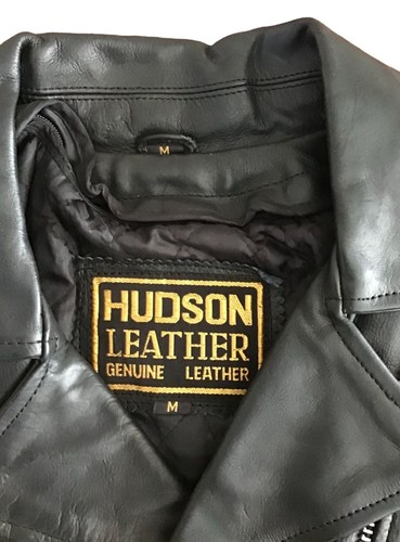 Womens Hudson Leather Motorcycle Jacket M Black - Picture 3 of 3