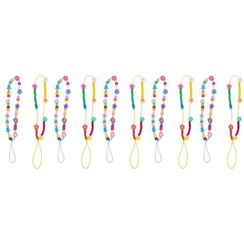 10 Pcs Clay Phone Wrist Chain Acrylic Phone Hanging String Mobile Phone Charm - Zdjęcie 9 z 12